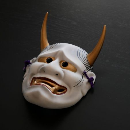 white japanese nô mask vengeful demon HANNYA