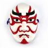 Noh-Maske mit traditionellem Make-up aus weißer und roter Keramik, KUMADORI, 18 cm