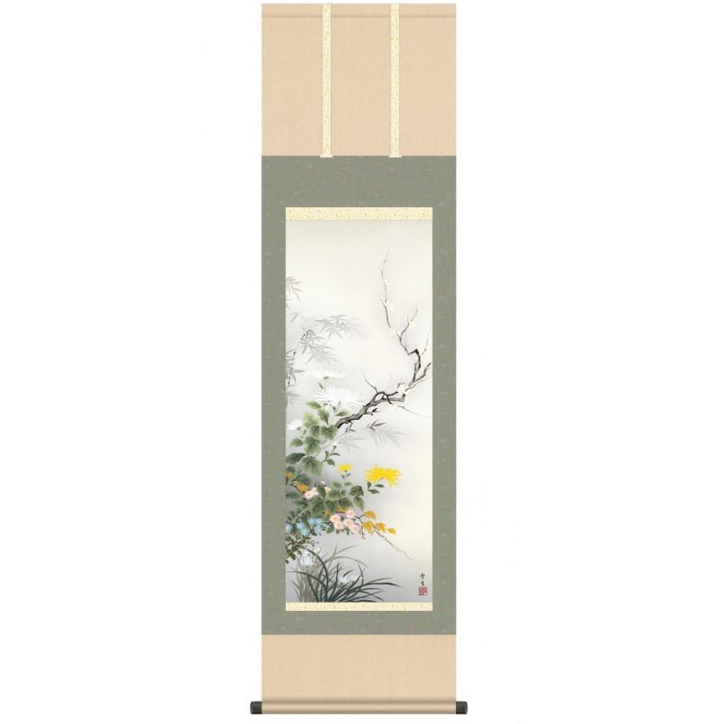 Hand Painted Japanese Kakemono Kakejiku four Seasons, SHIKI