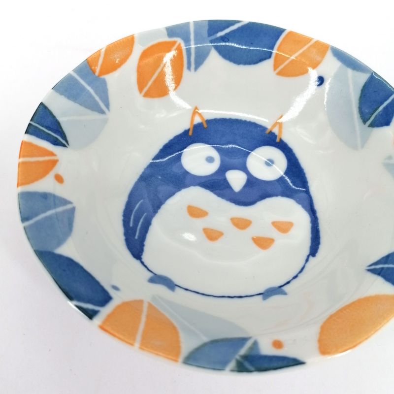 Japanese ceramic rice bowl, white and blue - FUKURO
