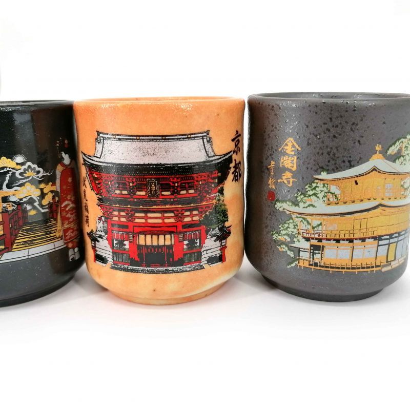 Set de 5 tasses à thé japonaise en céramique, motifs traditionnels - DENTO