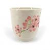 Tasse à thé japonaise en céramique, blanc et fleurs de cerisiers - SAKURA USAGI