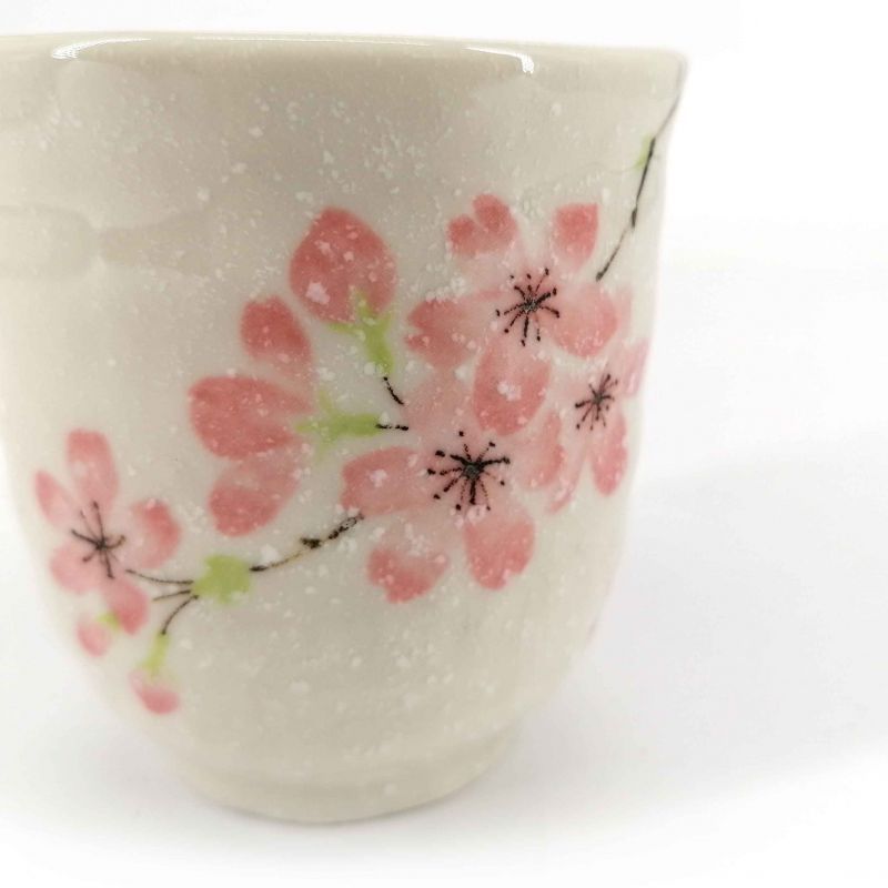 Japanische Keramik-Teetasse, Weiß- und Kirschblüten - SAKURA USAGI