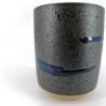 Japanische Keramik Teetasse, braune und blaue Linie - RAIN