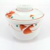 Japanese mug with lid chawan mushi white, red and green dots - POINTO