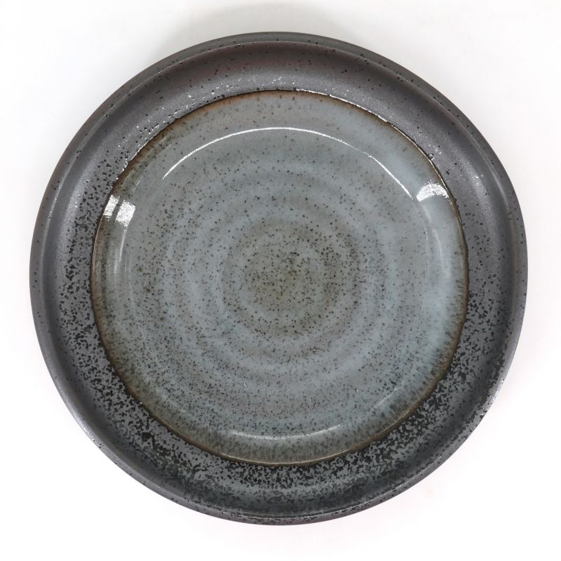 Assiette japonaise en céramique - GURE - gris et bleu