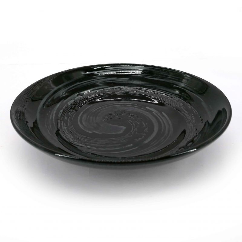 Japanische Keramikplatte Wellenmuster UZUMAKI - schwarz