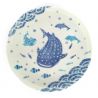 Assiette creuse ronde en céramique, bleu, univers d'océan - SEIGAIHA