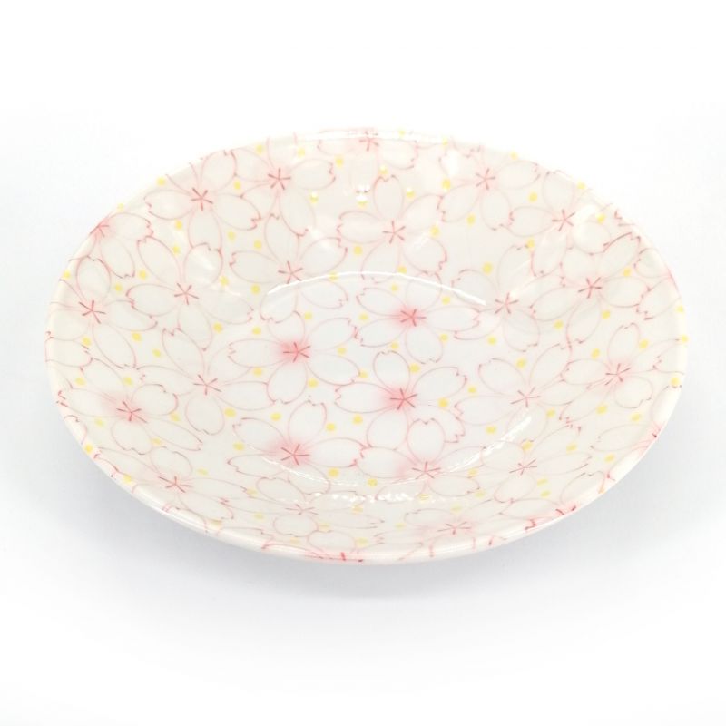 White and pink japanese ramen bowl in ceramic Ø22cm SAKURA flowers