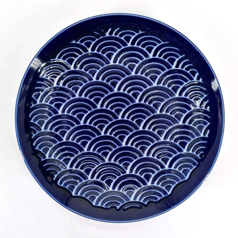 Plato de cerámica japonesa patrones de ondas - SEIGAIHA