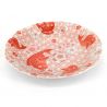 Assiette creuse ronde en céramique, rouge, motif poisson et sakura - SHIPPO