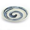 Plato redondo de cerámica, azul y blanco, efecto pincel - SENPU