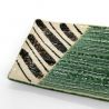 Plato rectangular de cerámica verde y beige - CHAIRO NO SEN