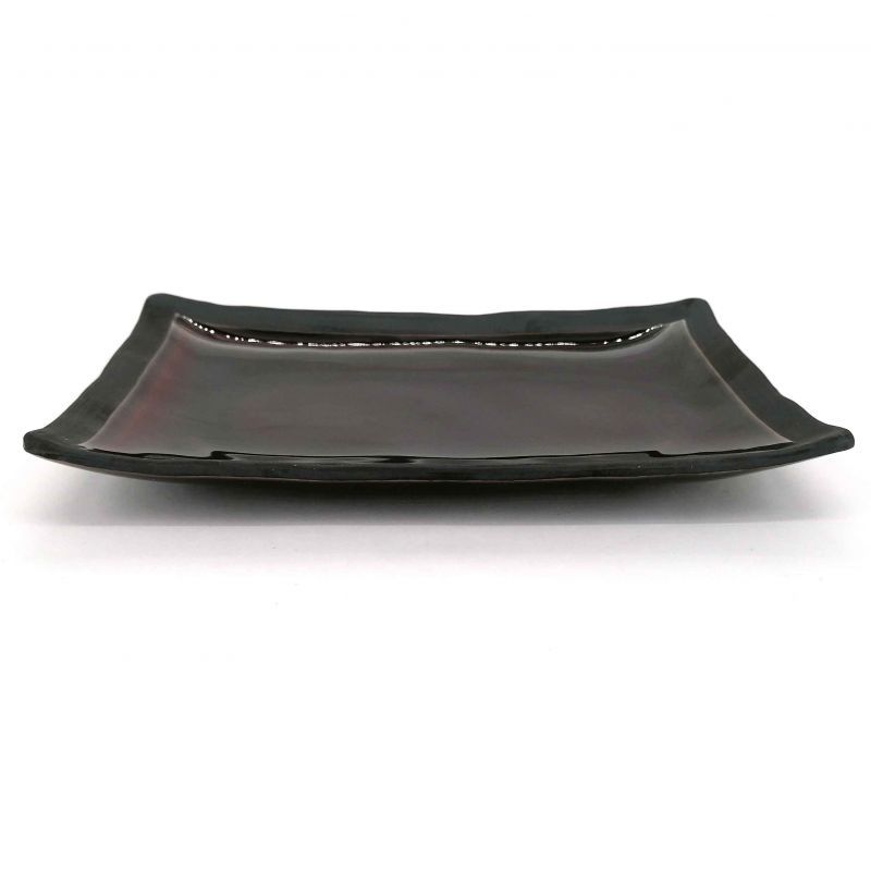 Plato pequeño rectangular de cerámica japonesa, marrón, borde crudo - KIGAMI