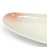 Japanese oval plate in white and pink ceramic - RAITO PINKU