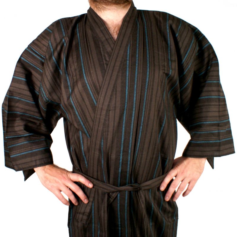 Yukata di cotone giapponese per uomini, TATESHIMA, marrone