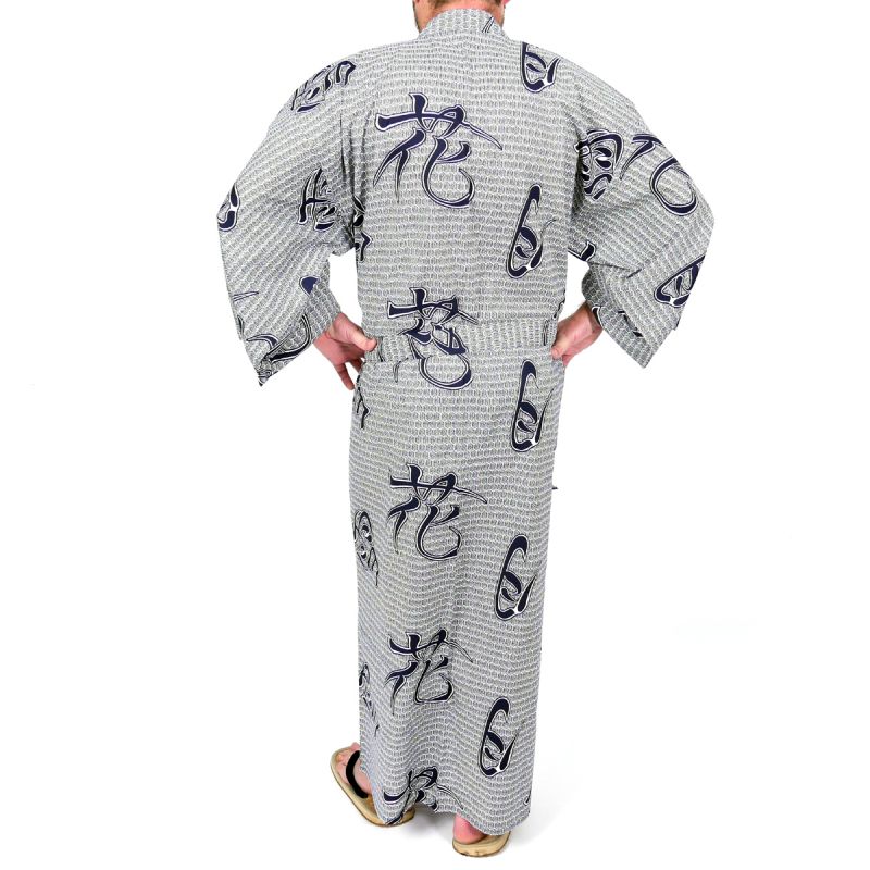 Yukata japonais bleu en coton pour homme setsugetsuka