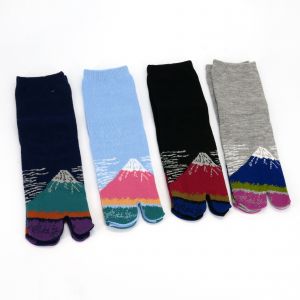 Calcetines tabi japoneses de algodón con motivo del monte Fuji degradado, FUJI, color a elegir, 22-25cm