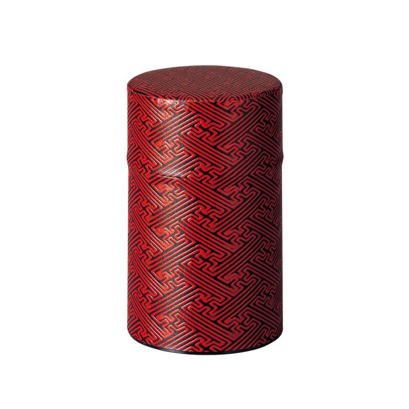 Boîte à thé japonaise rouge et noire motif gousse kamakura bori en métal,  150 g ou 200 g