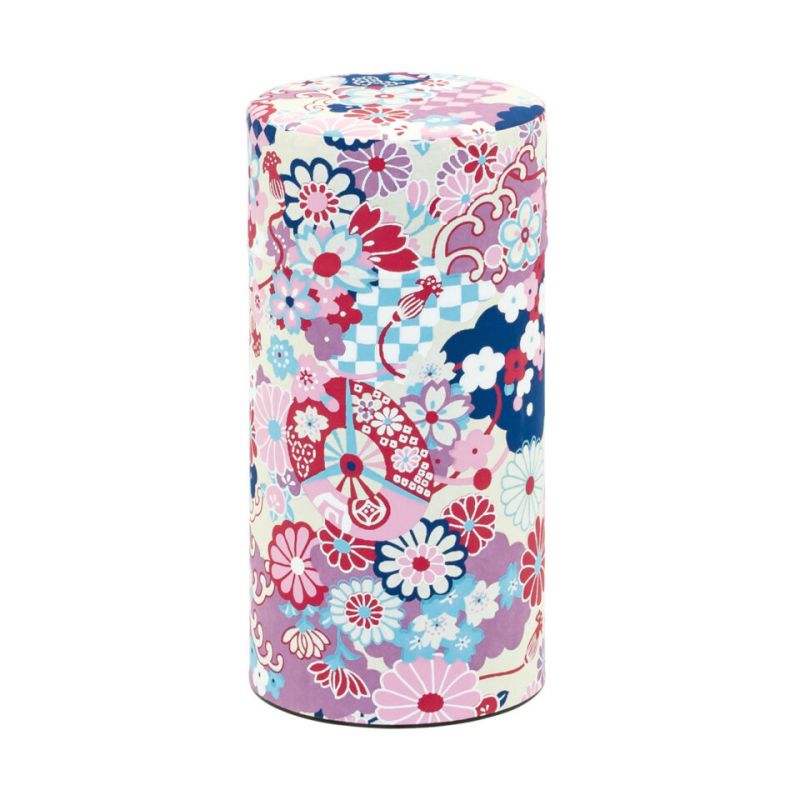 Boîte à thé japonaise rose en papier washi, EDOYUZEN SAKURAE, 200 g