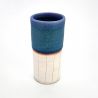 Vase en terre japonais bleu et blanc soliflore, AOI, bleu