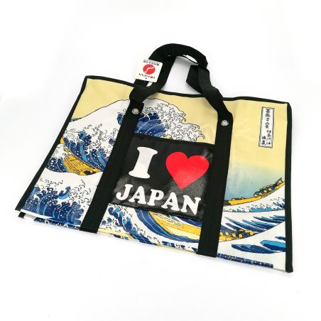 Borsa in poliestere ecosostenibile, Wave and I love Japan, Wave-heart