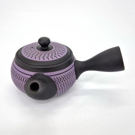 Teiera giapponese Tokoname kyusu in argilla nera e viola, 250cc