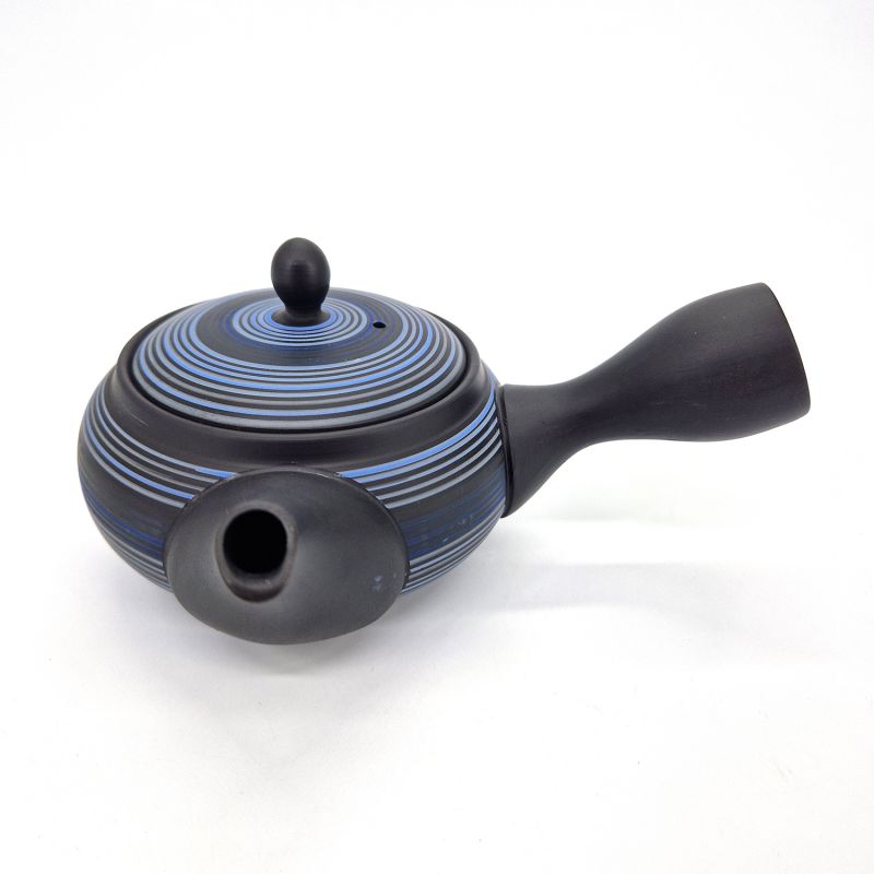 Tetera japonesa kyusu tokoname rayas azules, 260 cc