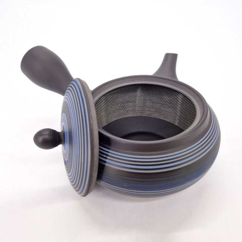 Tetera japonesa kyusu tokoname rayas azules, 260 cc