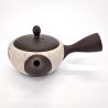 Tokoname Teiera giapponese kyusu in terracotta bianca e nera con motivo floreale, 250cc