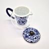 Japanese white and blue ceramic and glass teapot, GARASU, 500cc