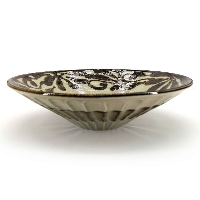 copy of Tazón de ramen japonés de cerámica beige, SHITO, diseño de hojas oxidadas