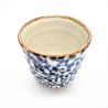 Taza de té de cerámica japonesa, azul y blanco, follaje, KOYO
