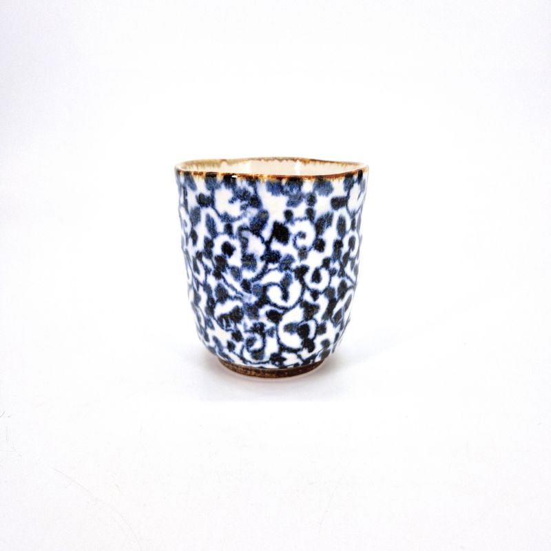 Tasse à thé japonaise en céramique, bleu et blanc, feuillage, KOYO