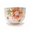 Japanese bowl for Japanese tea ceremony, Sakura to orenji hata