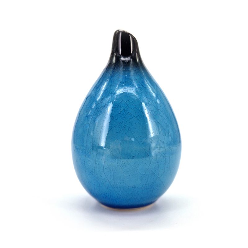 Japanische Soliflore-Vase aus Keramik, schwarz und blau – KURO TO AO