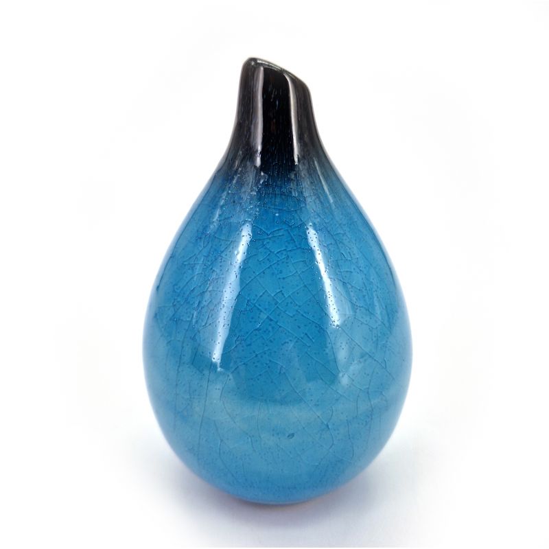 Japanische Soliflore-Vase aus Keramik, schwarz und blau – KURO TO AO