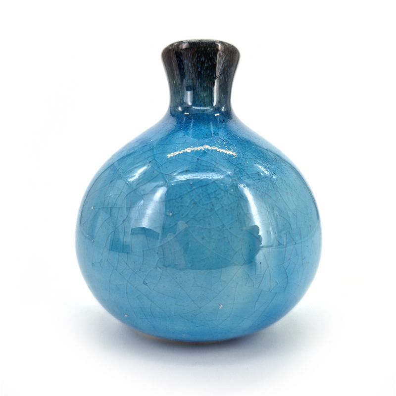 Vase japonais soliflore en céramique, noir et bleu- KURO TO AO -1