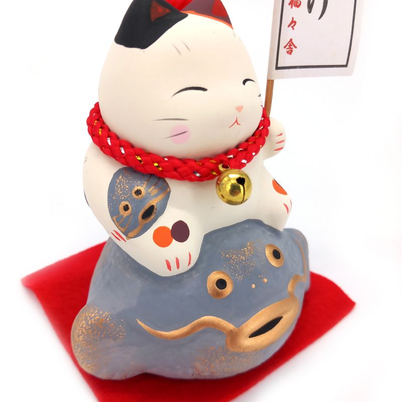 Gatto manekineko fortunato giapponese in ceramica antisismica - TAISHIN SEI