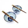 Set of 2 blue Japanese ceramic bowls - KISSHO AIZOME KOBO