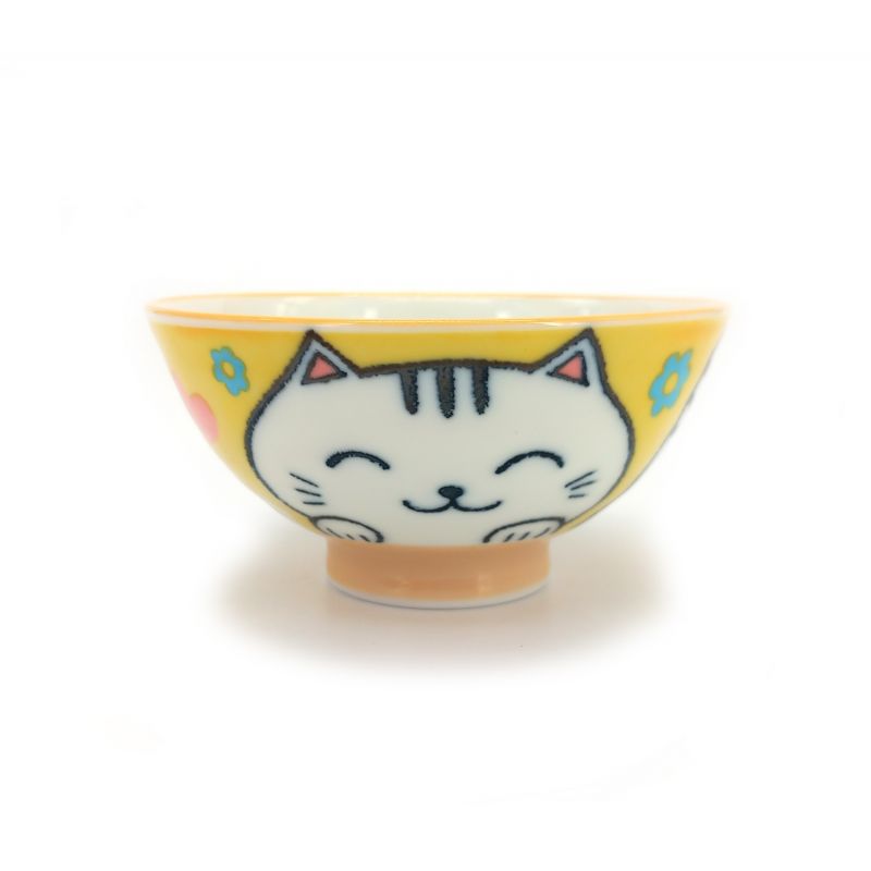 Japanische gelbe Keramik-Reisschale, Kiiro MANEKINEKO