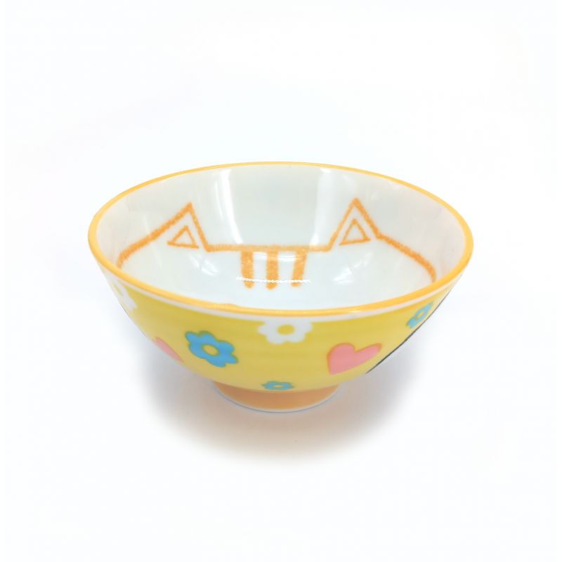 Ciotola di riso giapponese in ceramica gialla, Kiiro MANEKINEKO