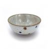 Japanese ceramic rice bowl, brown and blue dots, POINTO