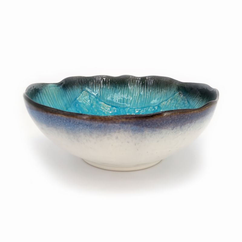 Japanese ceramic ramen bowl, turquoise - TAKOIZU