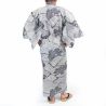 Yukata giapponese in cotone blu e bianco per uomo - NAMI