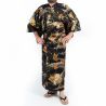 Schwarzer japanischer Yukata mit goldenem Drachen aus Baumwolle für Herren – DORAGON