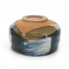 Japanese traditional colour blue matcha bowl in terracotta KON UWAGUSURI SHIROHAKE