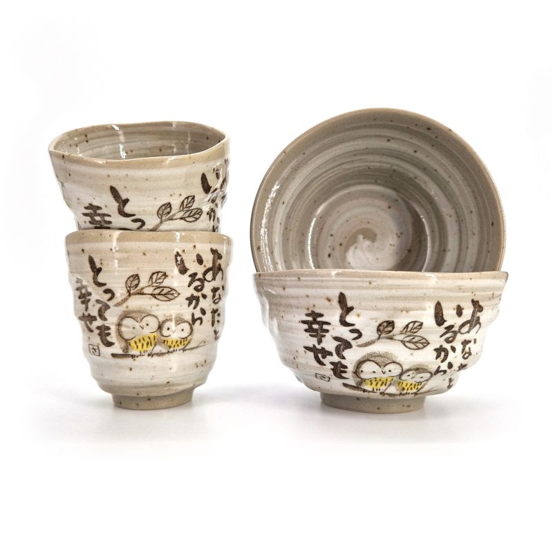 Duo set of Japanese ceramic cups and bowls - FUKUKURO