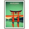 affiche / illustration japonaises "MIYAJIMA" Le grand torii (大鳥居) flottant du sanctuaire d'Itsukushima , by ダヴィッド