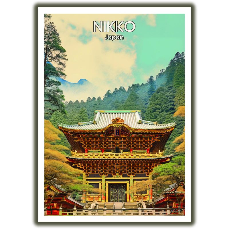 affiche / illustration japonaises "NIKKO" sanctuaire shinto Tōshō-gū Yomeimon, by ダヴィッド